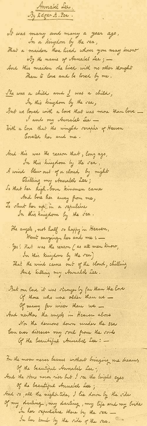 The Ballad of Religion-Goers: Two Perspectives on Poe's “Annabel Lee” |  Keep Culture Weird